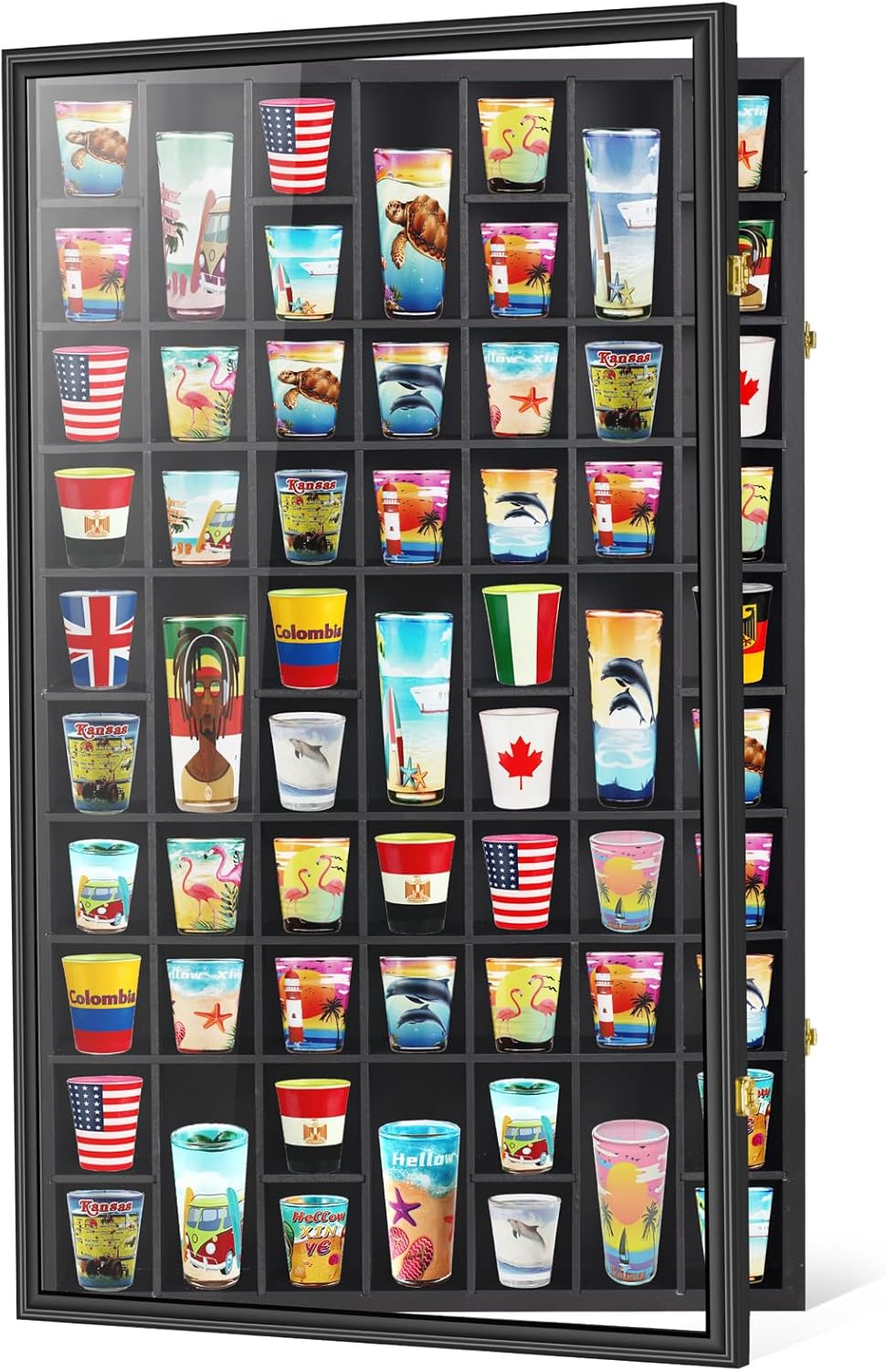 Display Case Acrylic - Large 61-Slot Shot Glass Display Case