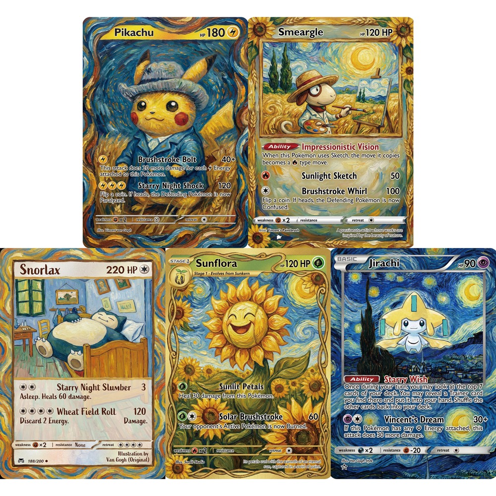 Pokemon Binder Card - 5Pcs Pokemon Cards Smeargle Snorlax Sunflora