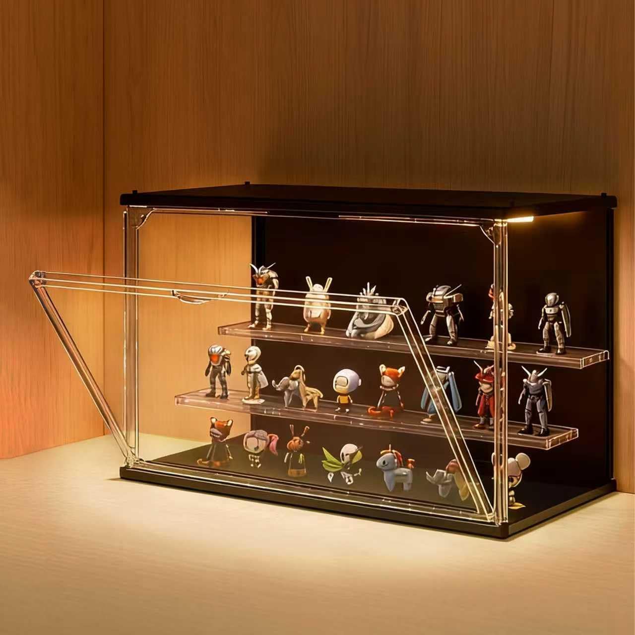 Display Case Acrylic - 3-Tier Stackable LED Display Case for