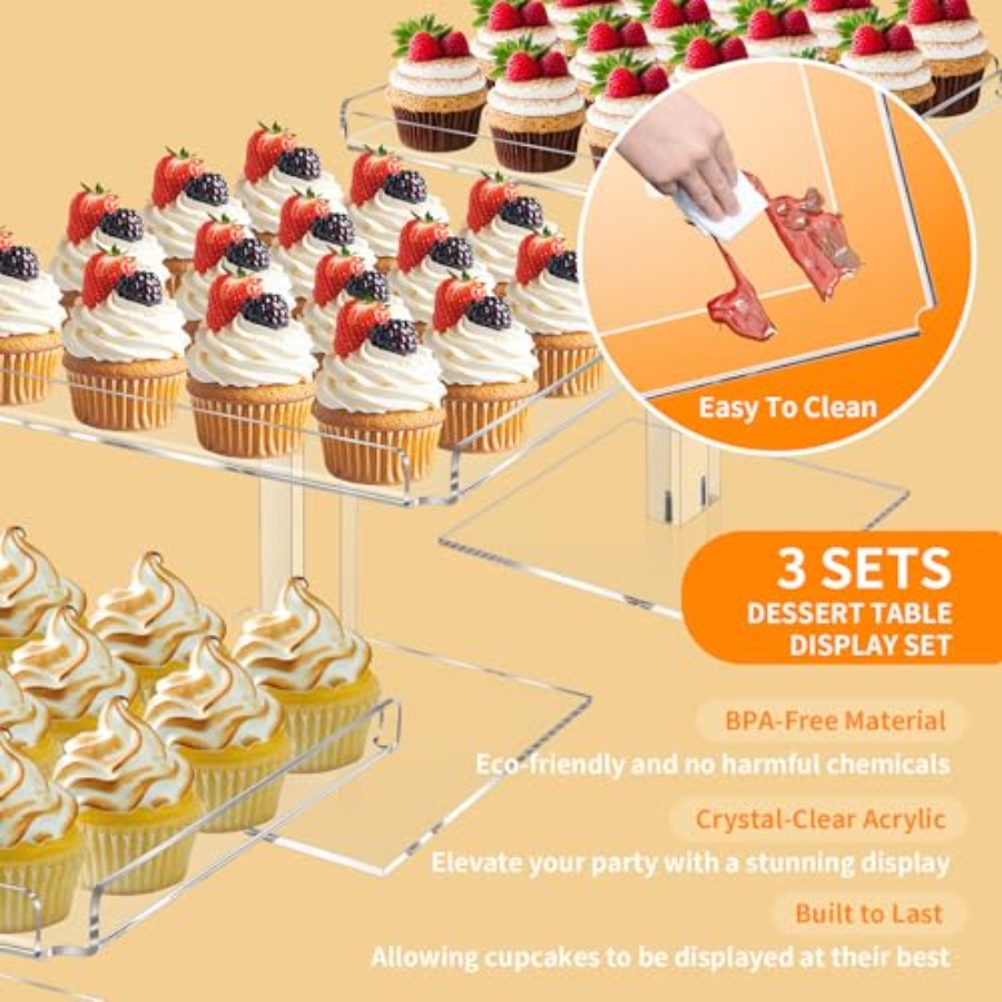 3 Tiered Serving Tray Set for  - огляд і ціна Display Risers Set